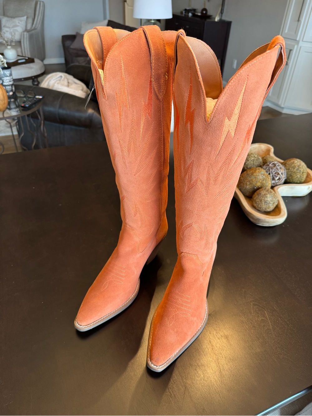 DINGO Thunder Road Orange Suede Western Knee High Tall Boots 8.5 NWT